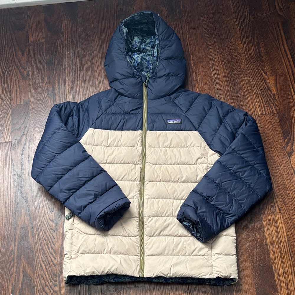 Patagonia Kids Puffer Jacket - Navy and Beige